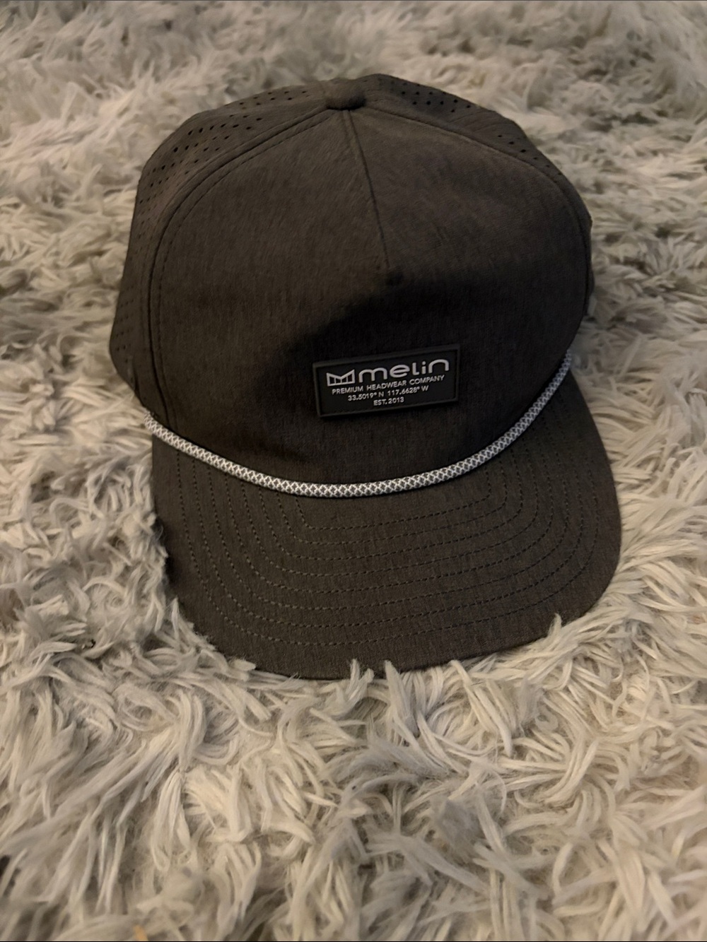 Melin Black Rope-Trim Snapback Hat